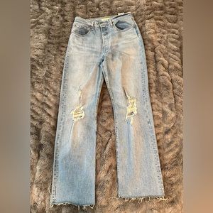 Wide leg ripped denim jeans